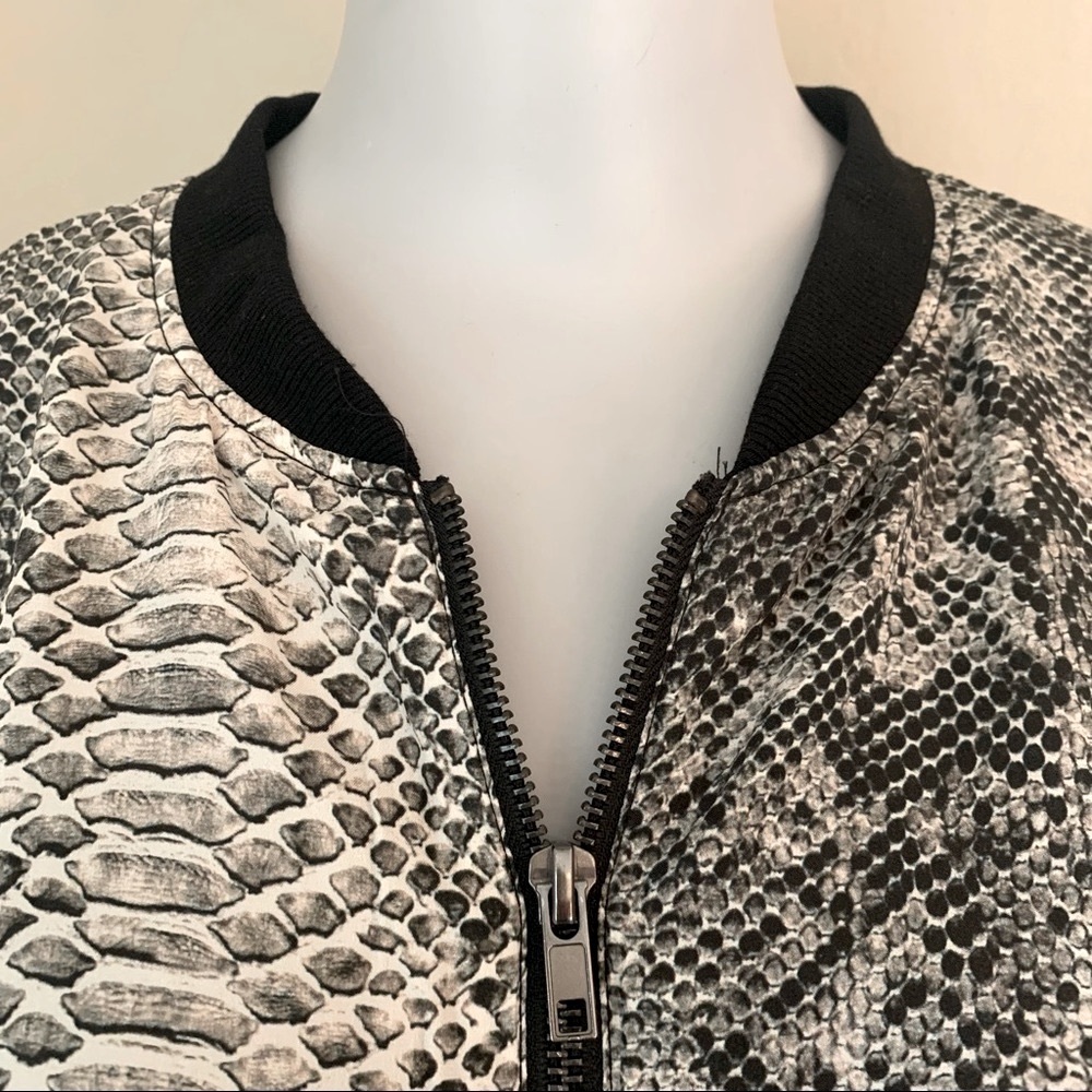 Gold Hawk Silk Python Snake Print Bomber Jacket Z… - image 5